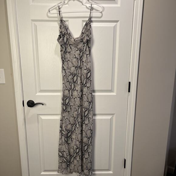 Super Down Dina Draper Sheer Chiffon Maxi Dress Snake Print Medium - Picture 5 of 16